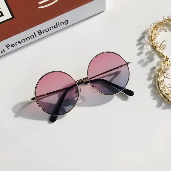 Lunettes de soleil à monture ronde en métal pour enfants de 2 à 8 ans