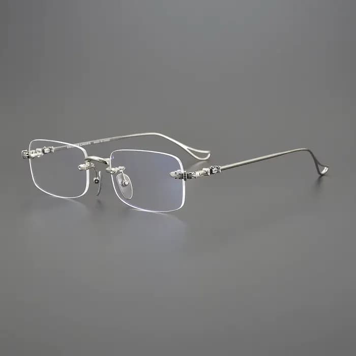 Lunettes de soleil carrées sans monture en titane pour hommes et femmes