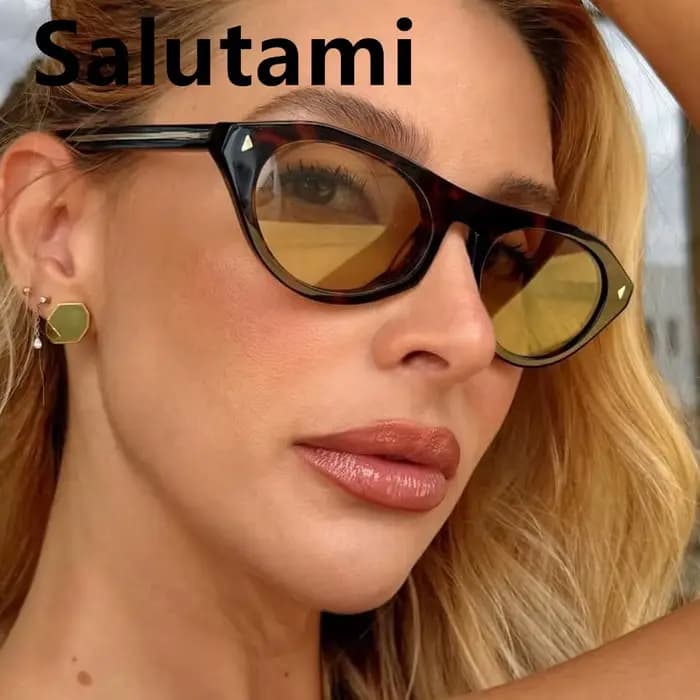 Nouvelle marque de mode léopard lunettes de soleil œil de chat pour femmes vintage petit rond dégradé