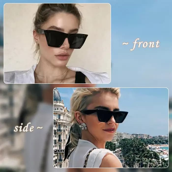 Hipster bleu lunettes de soleil pour femmes concepteur rétro surdimensionné oeil de chat carré UV400 Anti réfléchissant