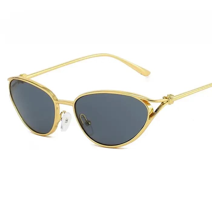 Lunettes de soleil œil-de-chat tendance pour femme avec petite monture métallique