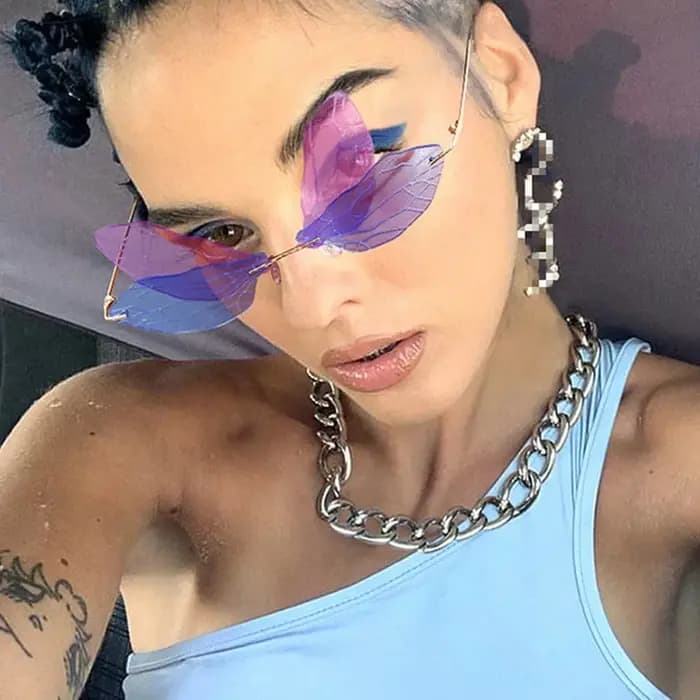 Lunettes de soleil vintage avec ailes de libellule pour homme et femme