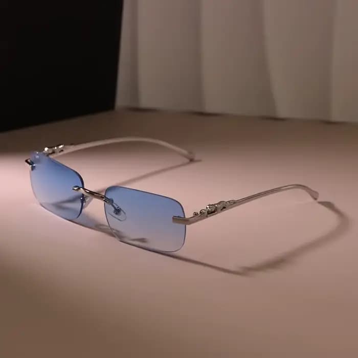 Lunettes de mode rétro sans monture pour hommes et femmes – Lentille miroir PC de style simple