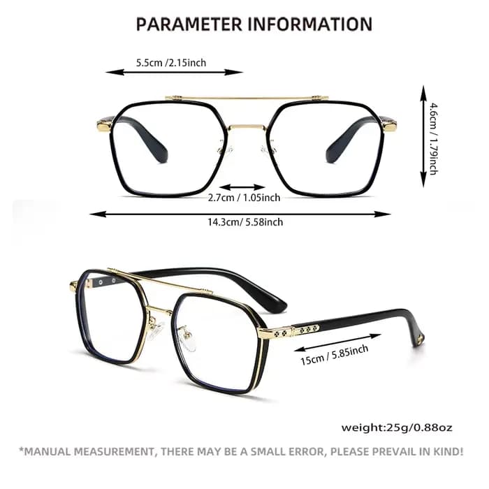 Lunettes de vue rétro à double pont avec verres transparents géométriques