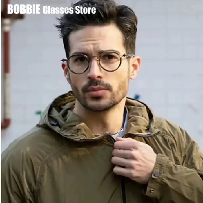 Lunettes rondes ultralégères en acétate de titane faites à la main