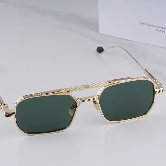 DEAVER Lunettes de soleil pilote double pont dorées de luxe léger pour homme