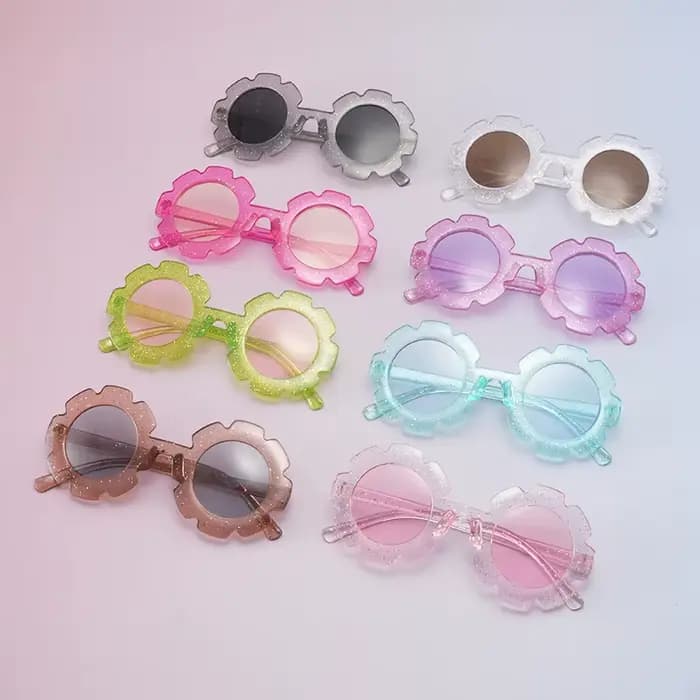 Lunettes de soleil rondes à fleurs mignonnes