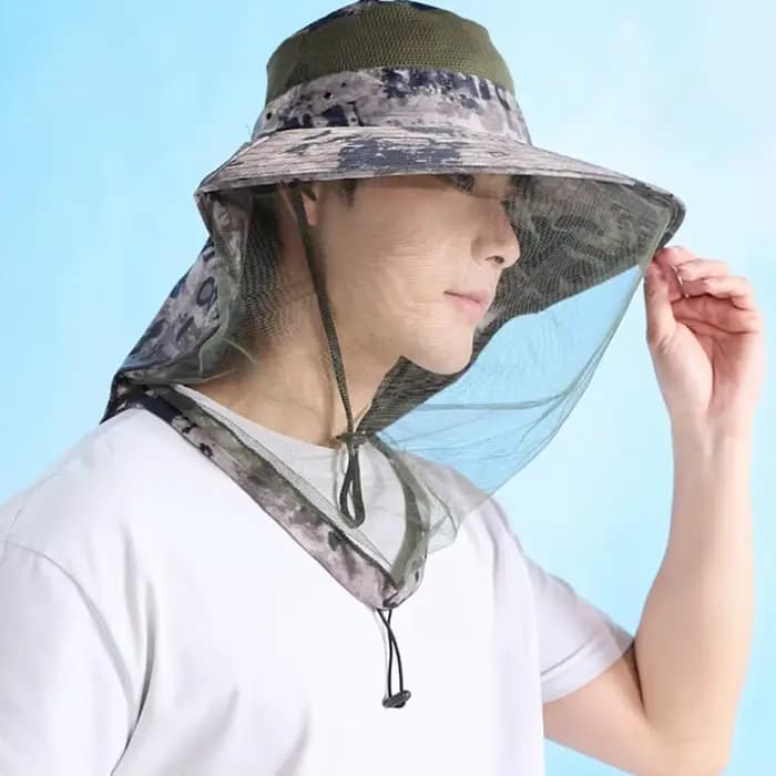 Chapeau de soleil anti-moustiques avec voile intégré et protection cou pour hommes et femmes