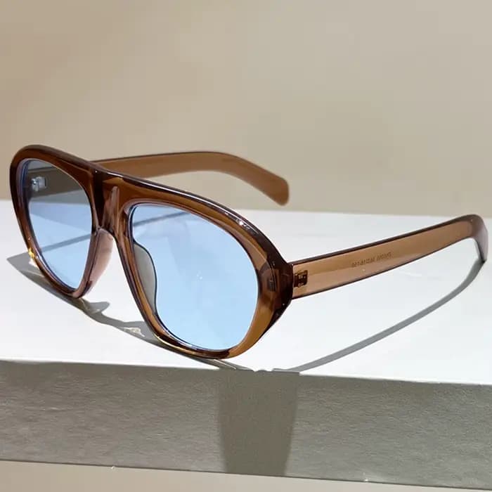 Lunettes de soleil vintage surdimensionnées bleues dégradées pour femmes