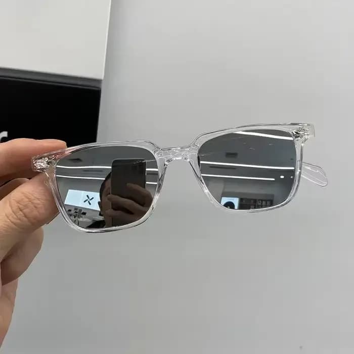 Lunettes de soleil carrées vert foncé léopard pour hommes