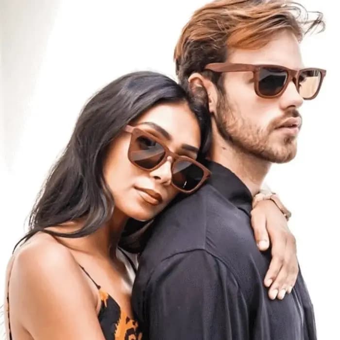 Lunettes de soleil carrées unisexes en bambou pour hommes et femmes