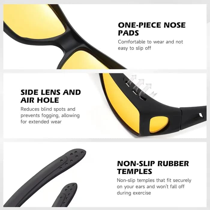 Lunettes de conduite nocturne polarisées HD anti-éblouissement avec protection UV