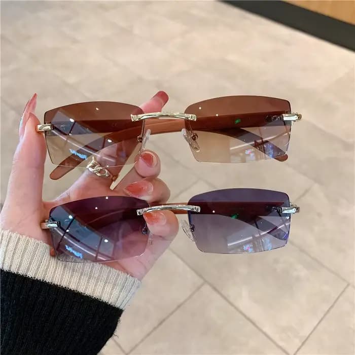 Lunettes de soleil rectangulaires sans bords pour hommes et femmes