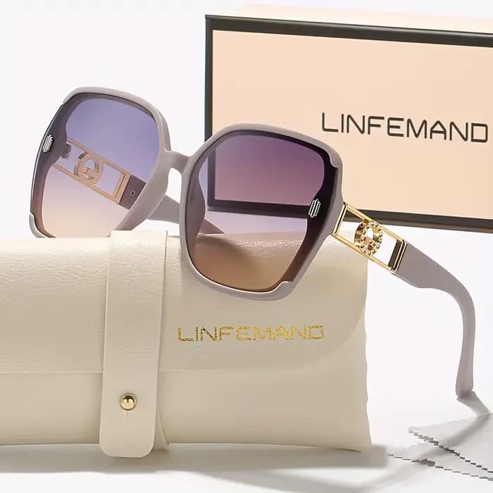 LINFEMAND Lunettes de mode à monture surdimensionnée avec lentille dégradée