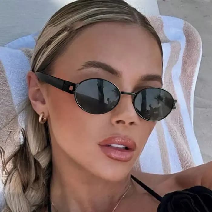 Lunettes de soleil ovales en métal pour hommes et femmes
