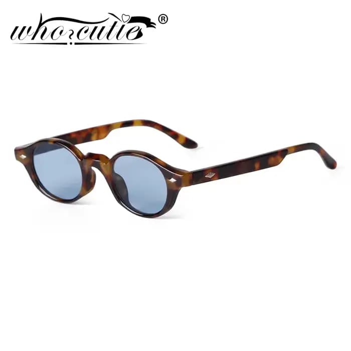 Rétro petites lunettes De soleil ovales femmes marque Design Rivet bleu coquille De tortue