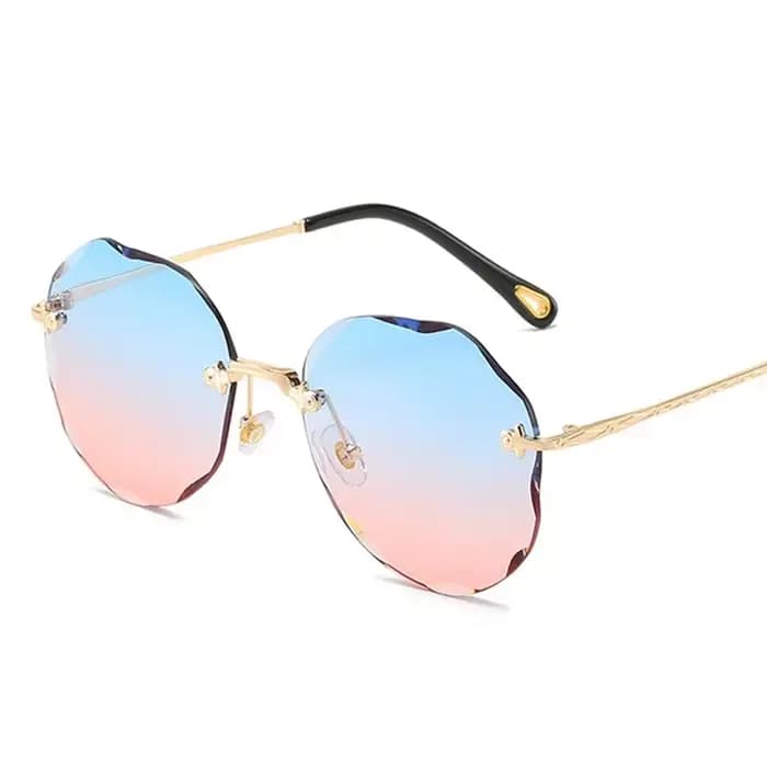 2025 nouveau élégant femme mâle Vintage mode dégradé lunettes de soleil coupe ronde sans monture