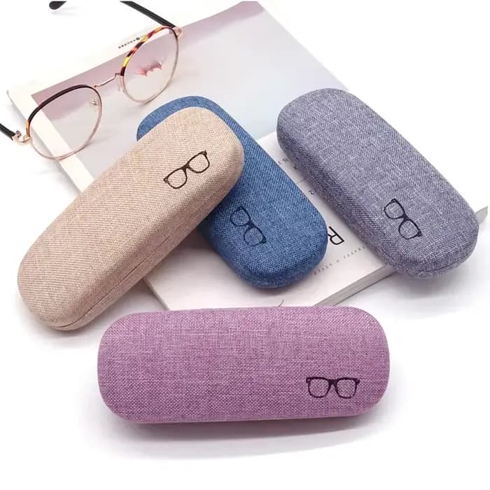 Étui à lunettes de mode coque rigide tissus de lin étuis
