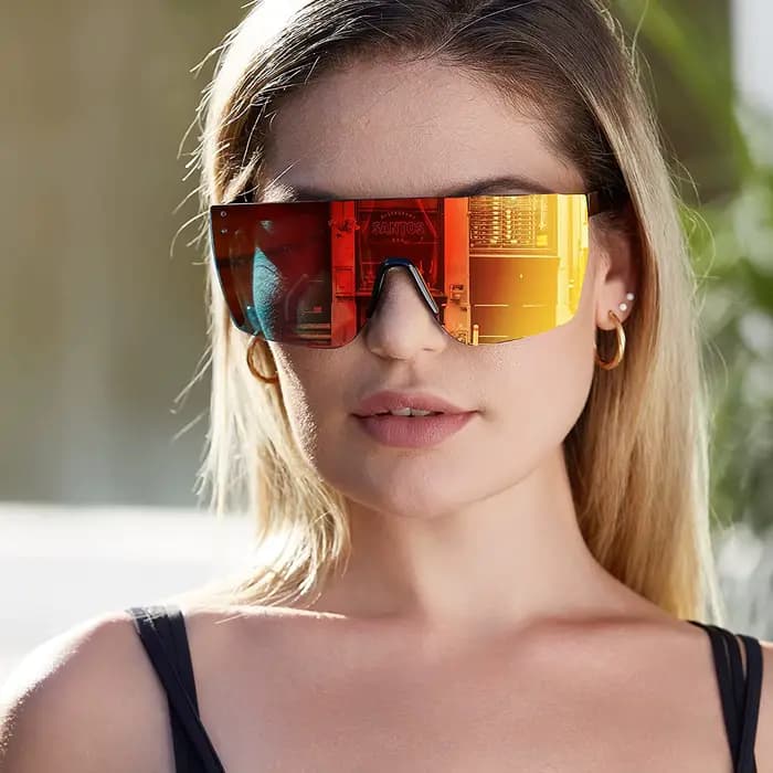 Lunettes de soleil miroir surdimensionnées sans monture pour hommes et femmes
