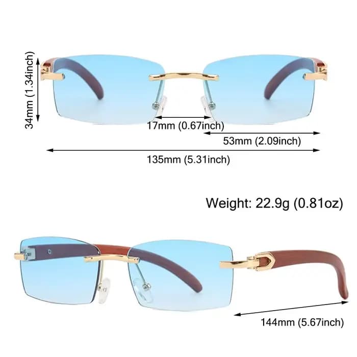 ChimPunk-Lunettes de soleil rectangulaires sans monture pour hommes et femmes