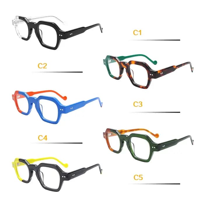 VZONE lunettes de déclaration pour femmes hommes acétate rétro cadre géométrique deux tons conception asymétrique accrocheur Unique