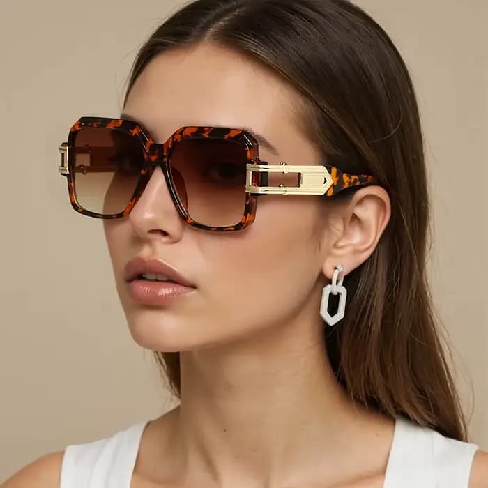 Lunettes de soleil vintage à motifs léopard pour femmes