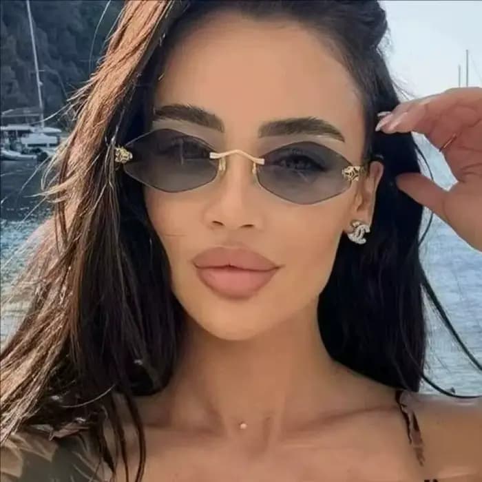 Mode petites lunettes de soleil polygonales pour femmes marque de luxe marron losange