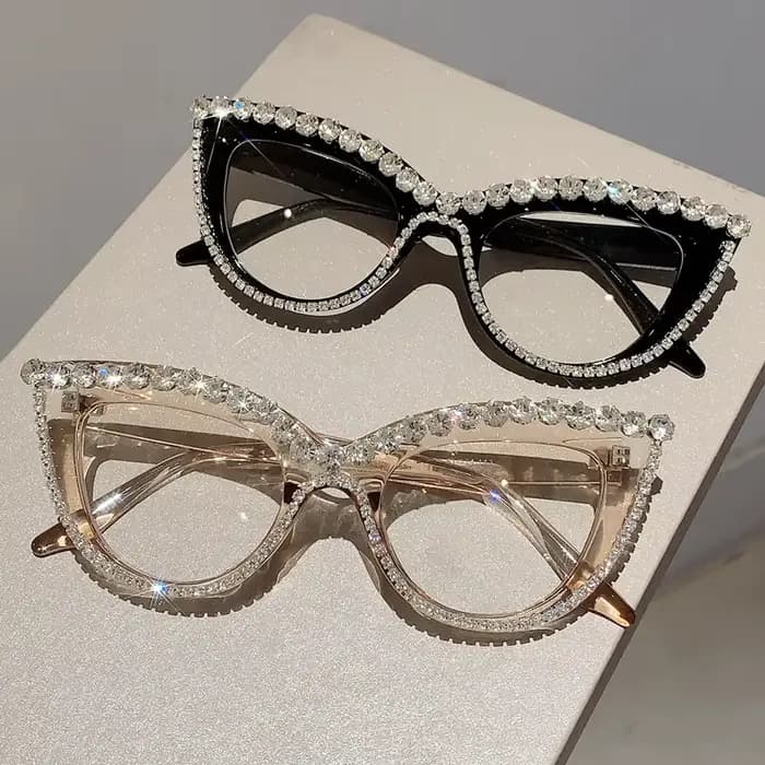 KAMMPT – lunettes œil de chat rétro avec strass pour femmes