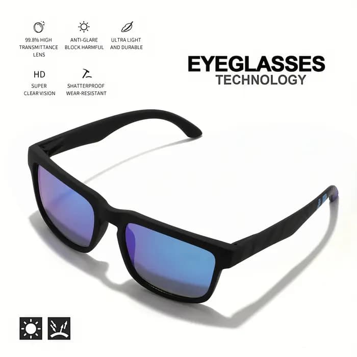 Lunettes de soleil de sport carrées 4 pièces avec motif de temple de créateur - UV400 pour hommes et femmes