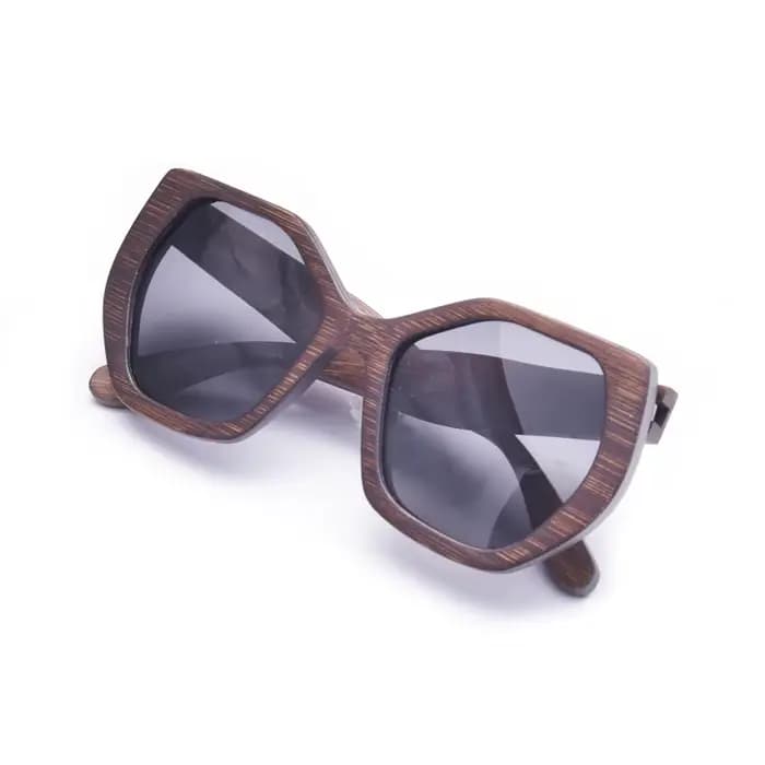 Lunettes de soleil Vintage hexagonales en bambou et bois