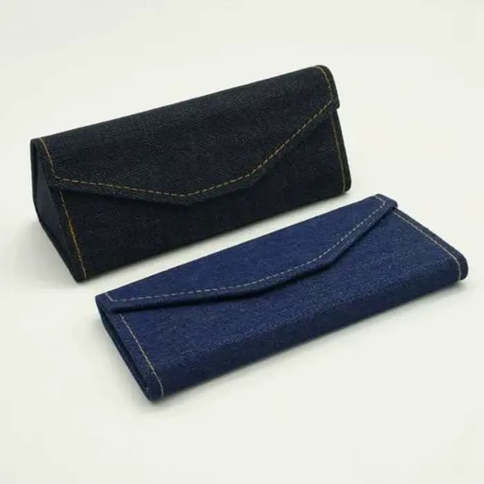 Étui à lunettes pliant Triangle en tissu Denim