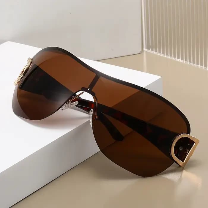 Nouvelles Lunettes de Soleil Vintage de Luxe Monobloc pour Femme