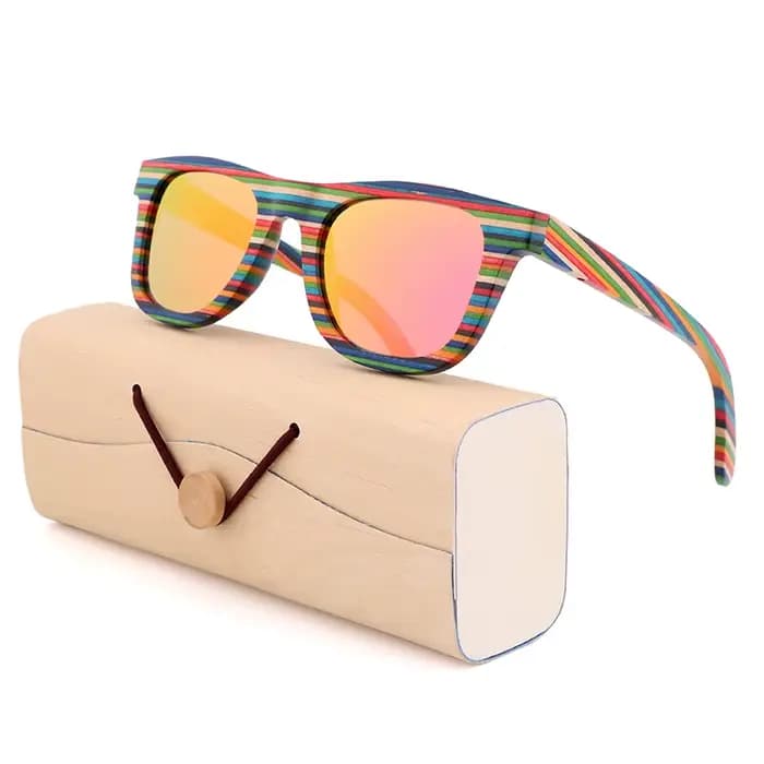 Lunettes de soleil bleues de Skateboard en bois, pour le client d'espagne