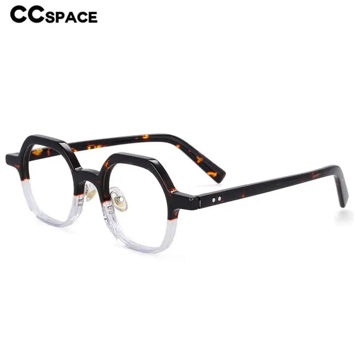 Lunettes optiques en acétate de léopard polygone pour hommes et femmes