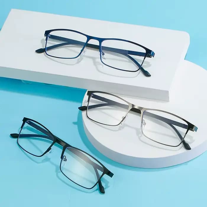 Lunettes optiques carrées à monture complète en métal