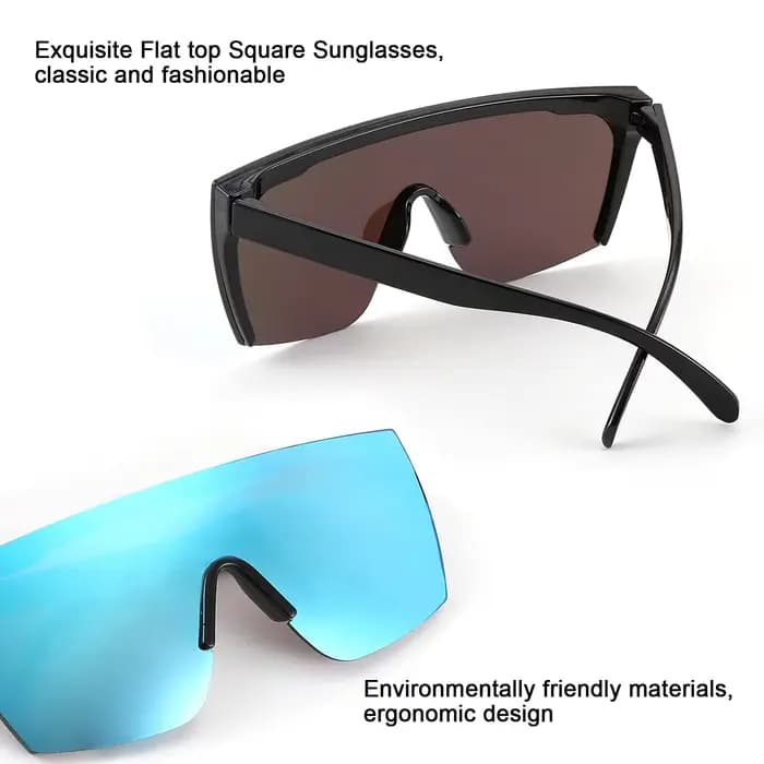 Lunettes de soleil miroir surdimensionnées sans monture pour hommes et femmes