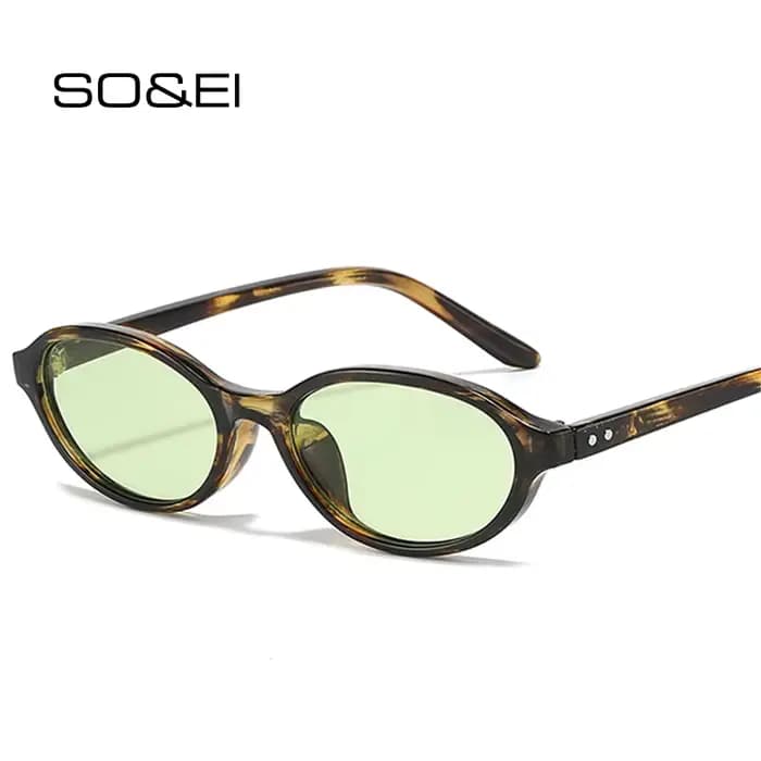 SO & EI nouvelles petites lunettes de soleil femmes mode bleu vert nuances UV400 rétro Rivets hommes Punk