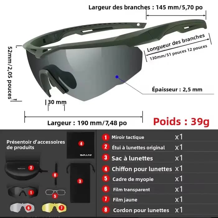 Lunettes de sécurité résistantes aux chocs à 3 lentilles