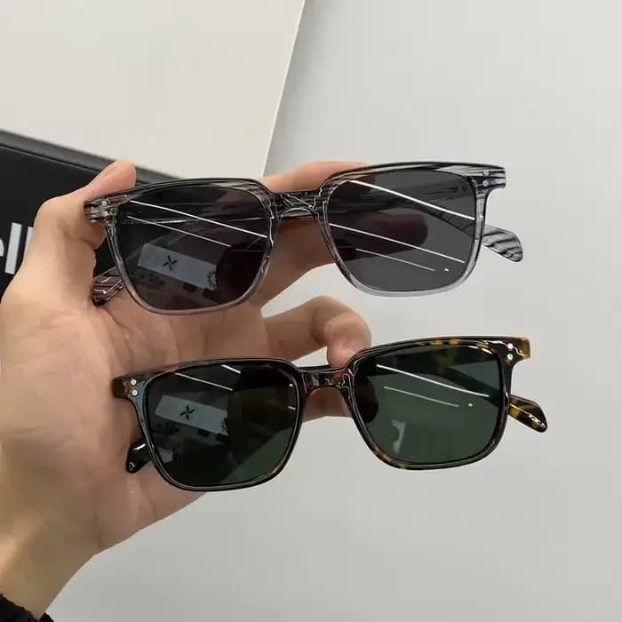 Lunettes de soleil carrées vert foncé léopard pour hommes