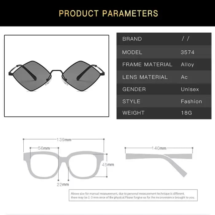 Lunettes de soleil rétro en forme de diamant