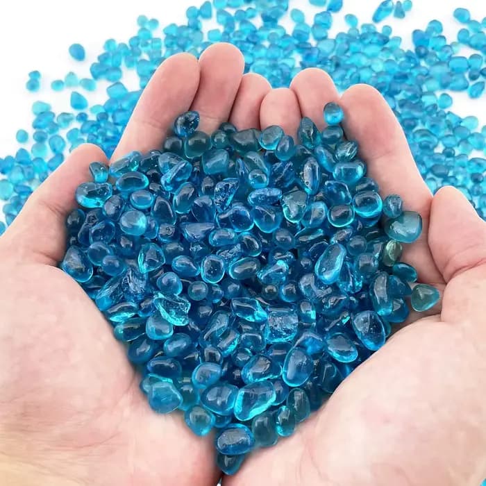500 grammes Aquarium Aquarium gravier bleu clair verre Vase remplissage pour fontaine plante succulente décorative roche galets pierre