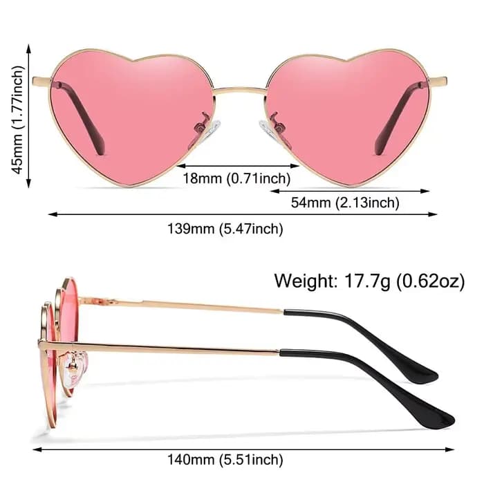 Lunettes de soleil en forme de cœur