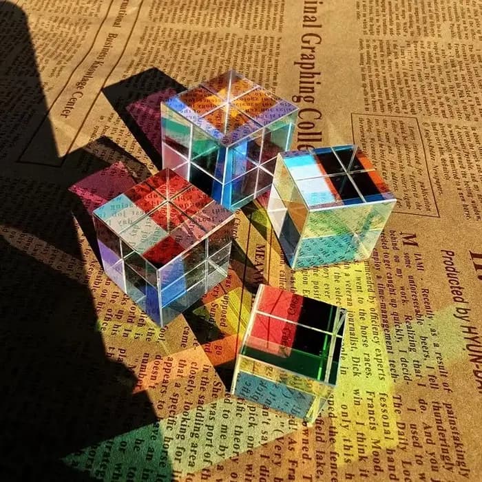 Prisme dichroïque en forme de Cube de verre, prismes x-cube pour séparation de faisceau photographique, accessoires de photographie, Micro cadeaux de paysage, lumière mignonne