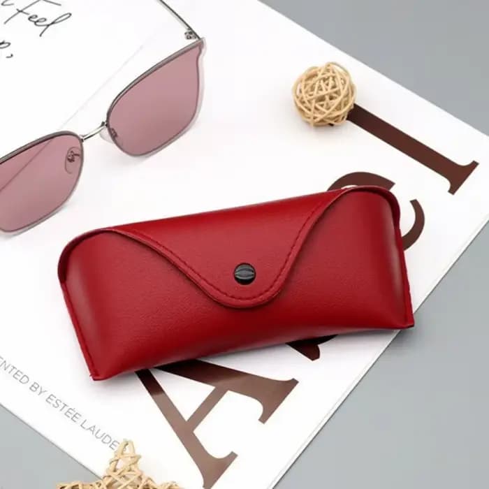 Boîte à lunettes en cuir haut de gamme de couleur unie