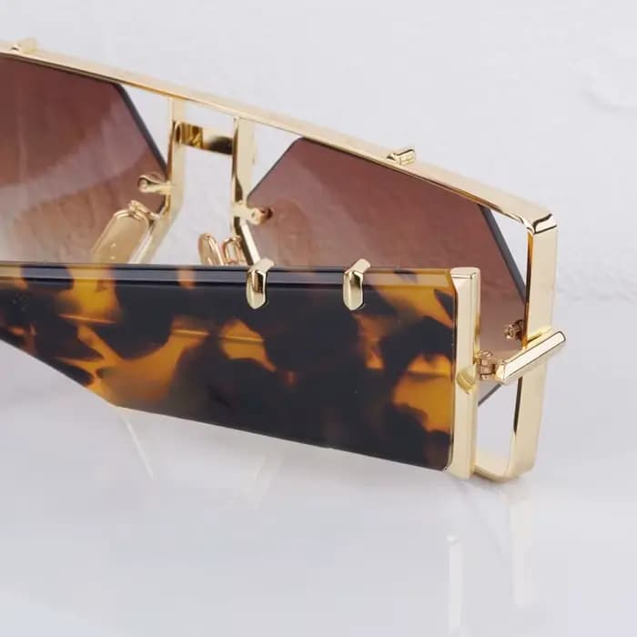 Hexagon 004 Desinger marque lunettes de soleil hommes femmes métal épais acétate luxe carré classique extérieur solaire nuances UV400 avec étui