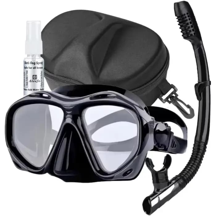 Masque de plongée pour hypermétropie (+2.0 à +5.0)-hypermétropie avec antibuée en verre trempé + tube de tuba