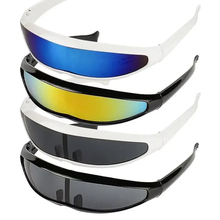 Lunettes de soleil futuristes à visière cyclope étroite pour hommes
