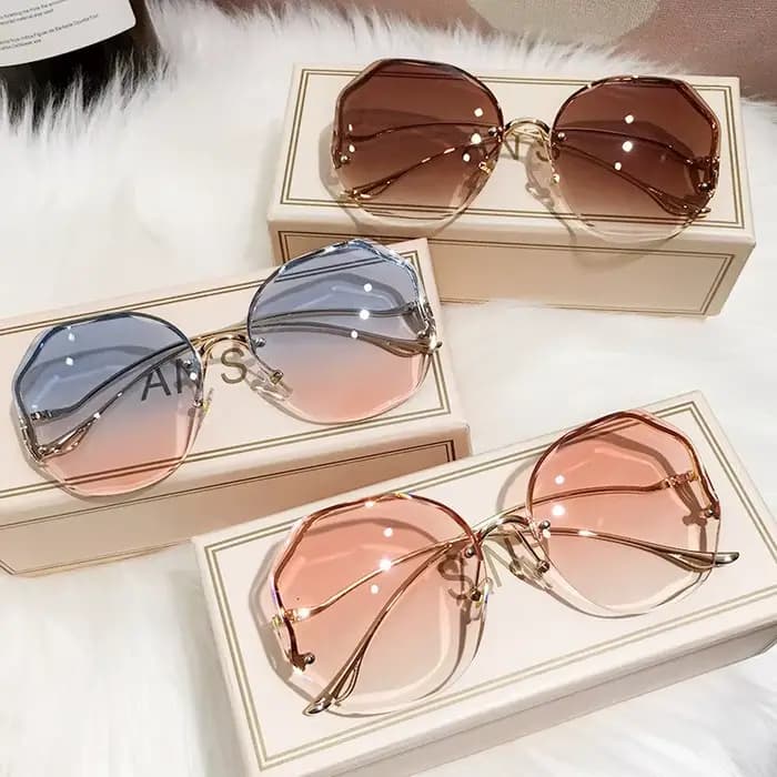 Lunettes de soleil polygone sans bords pour femmes