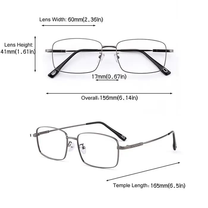 Grandes lunettes carrées pour visage large adultes hommes femmes métal titane plein cadre minimaliste