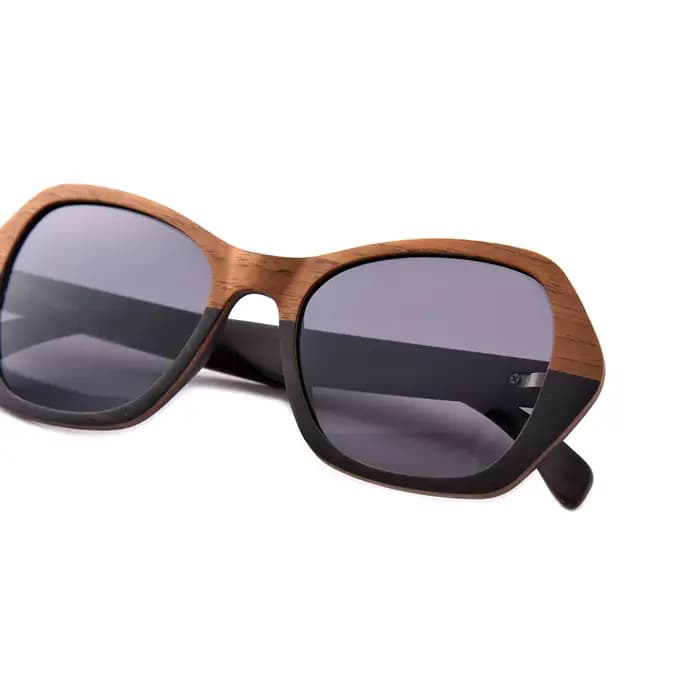 Lunettes de soleil en bois angulaire pour femmes et hommes